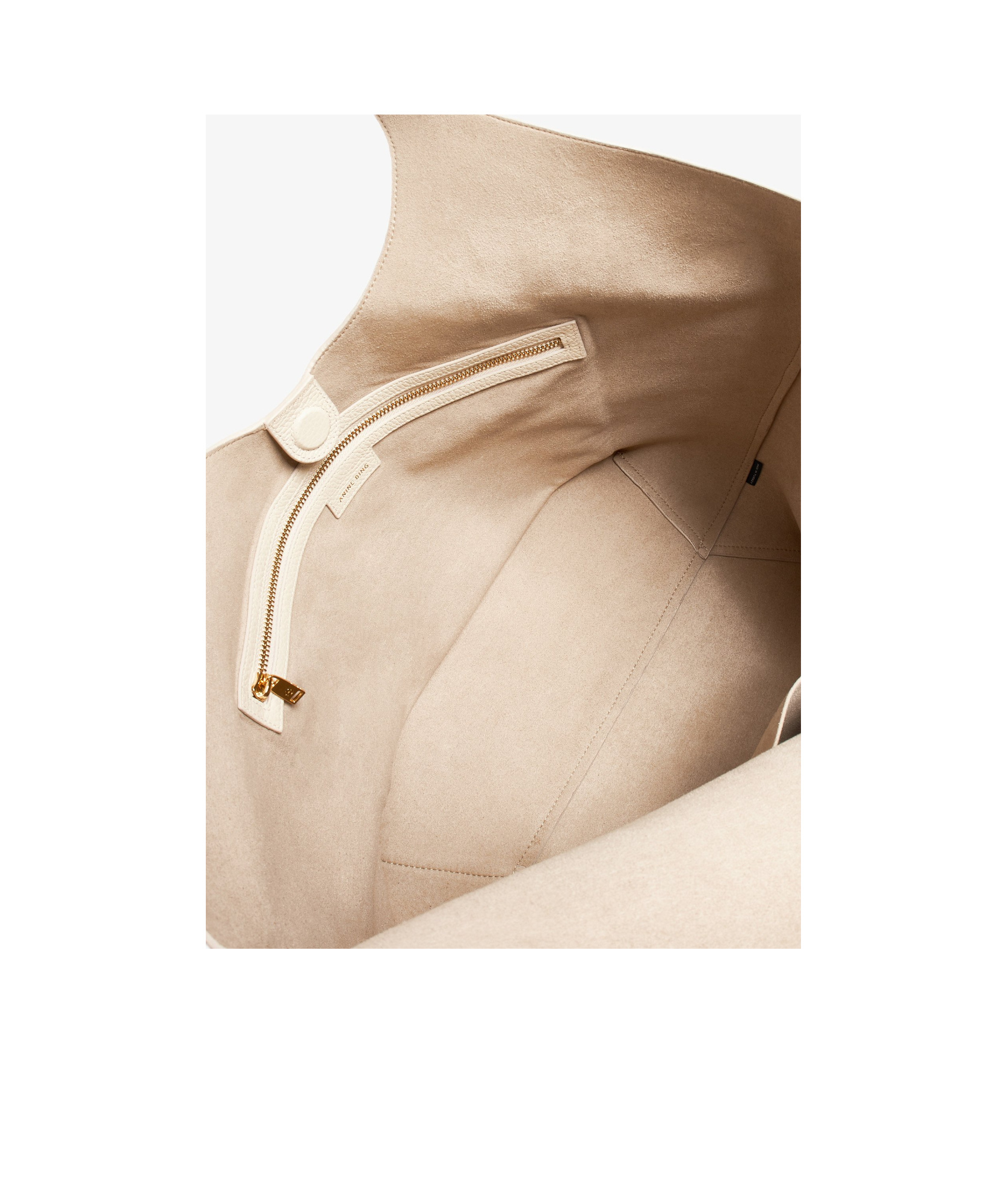 Shop Anine Bing Logo Shoulder Bag In Nude