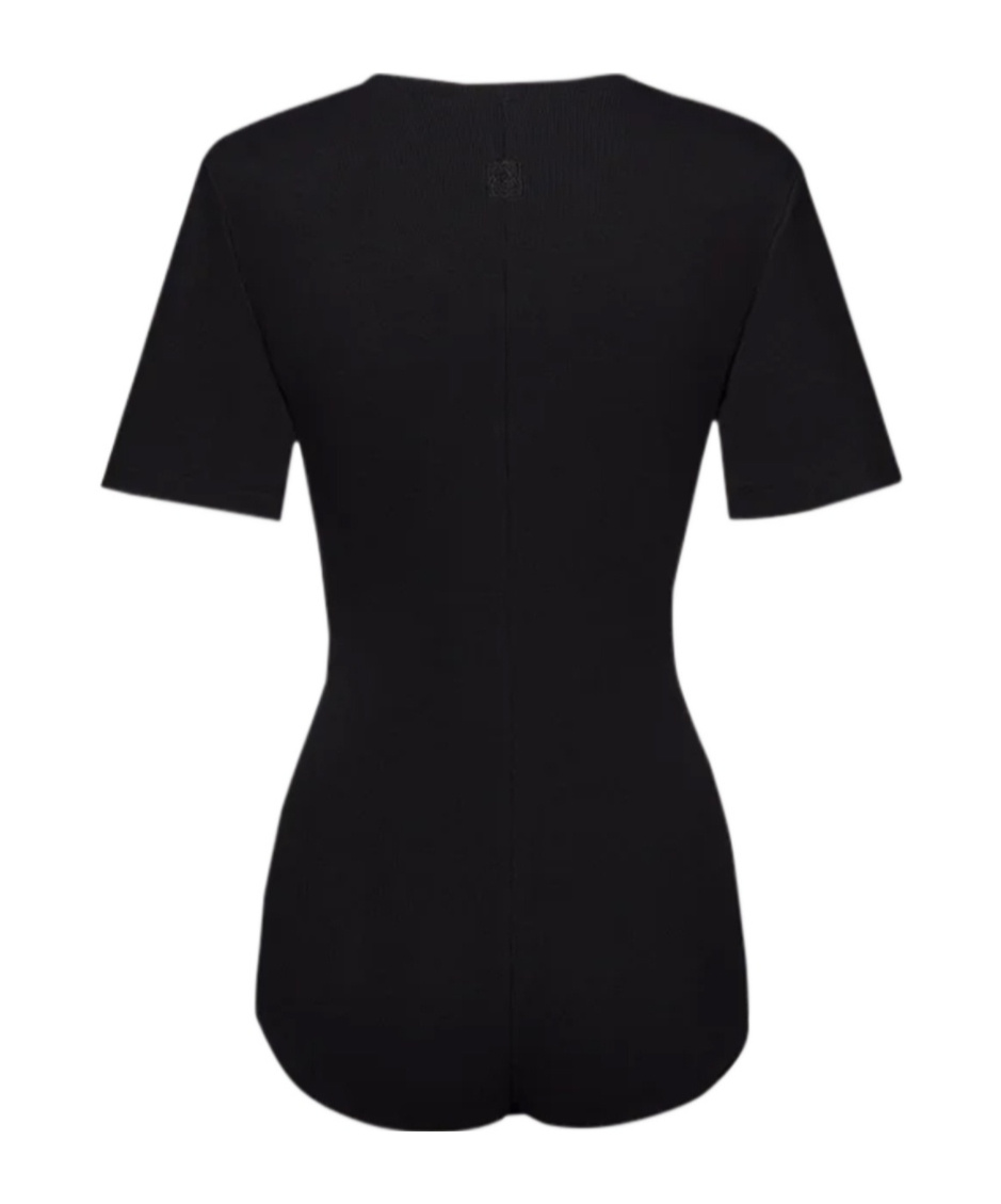 Magda Butrym Ribbed Short-sleeve Bodysuit In Black