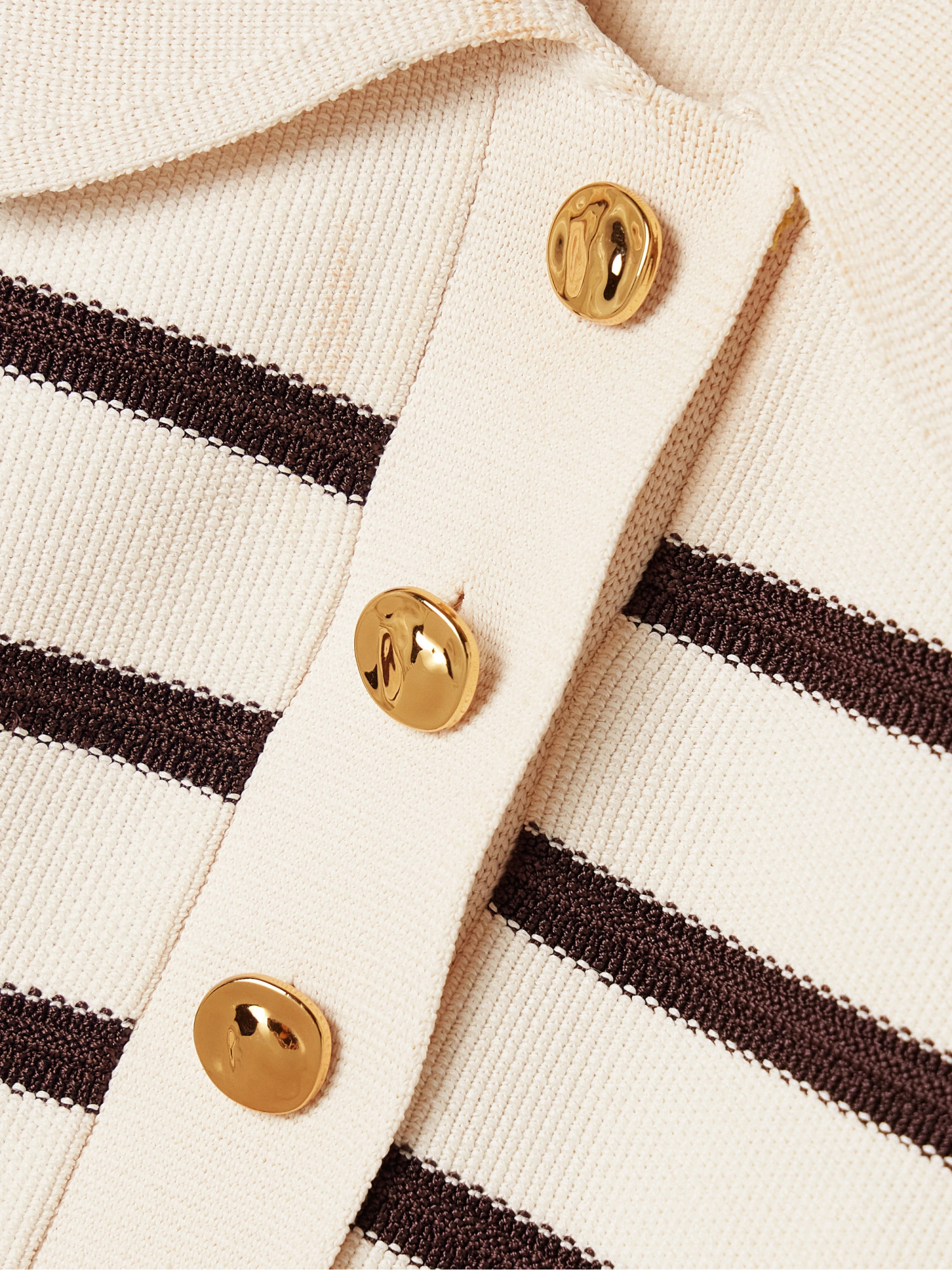 Zimmermann Illuminate Stripe Polo In Cream Chocolate In White