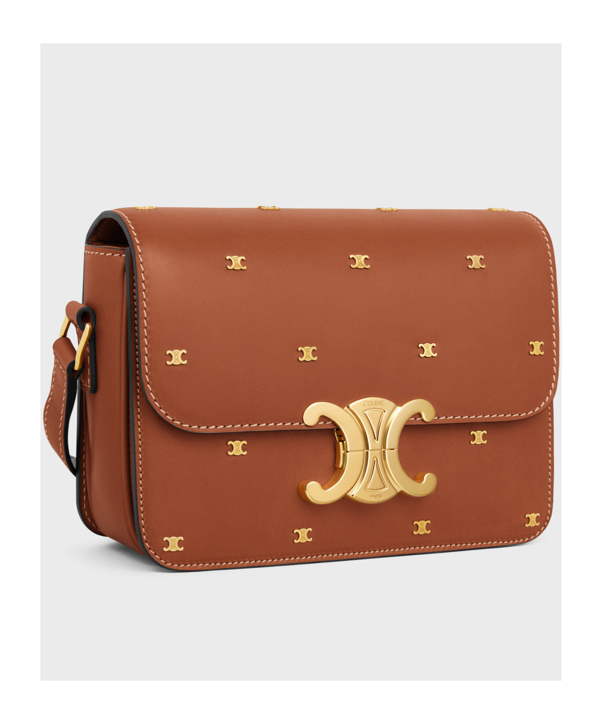 Celine Logo Shoulder Bag In Brown