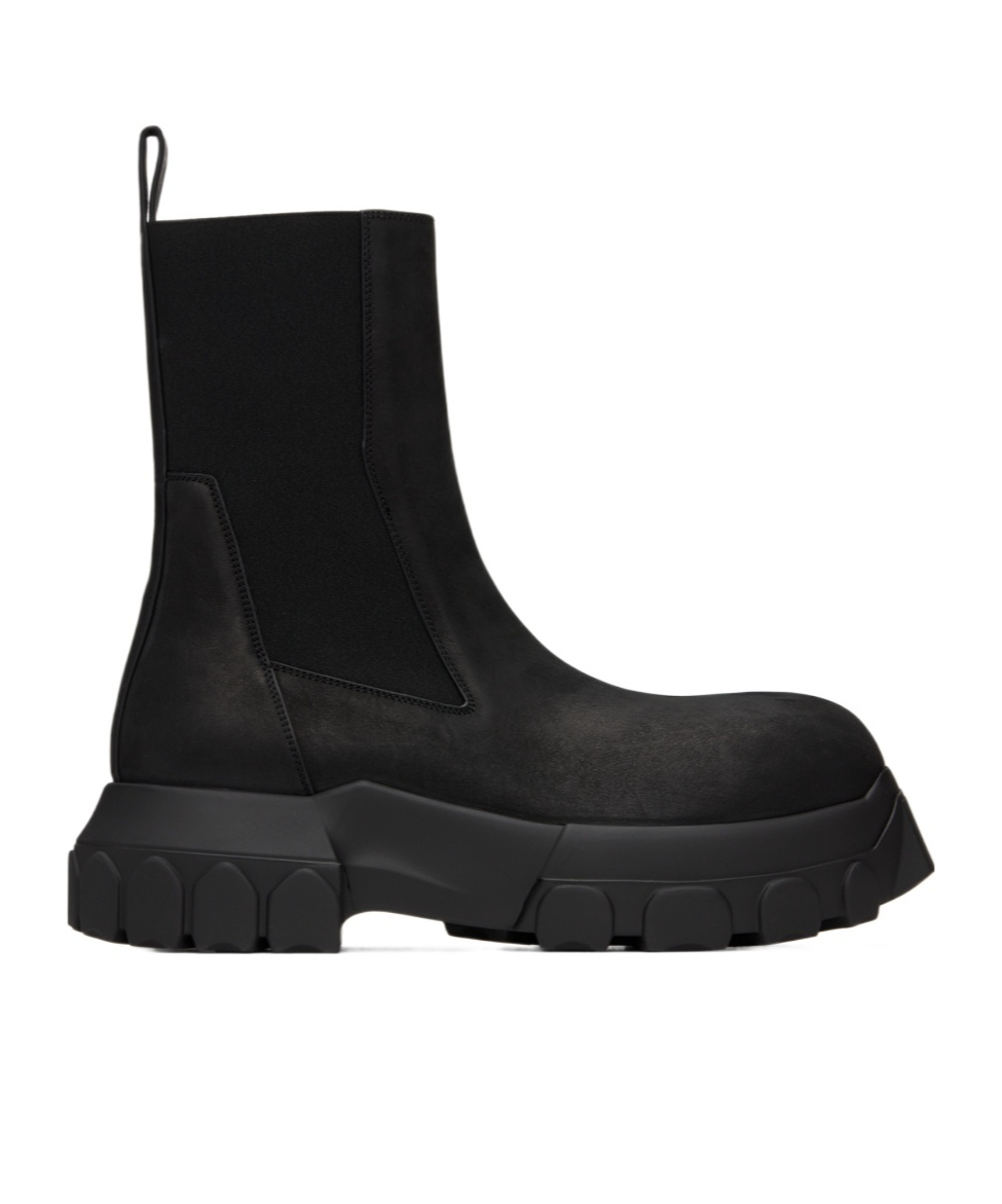 Rick Owens Round Head Chelsea Boots In Black