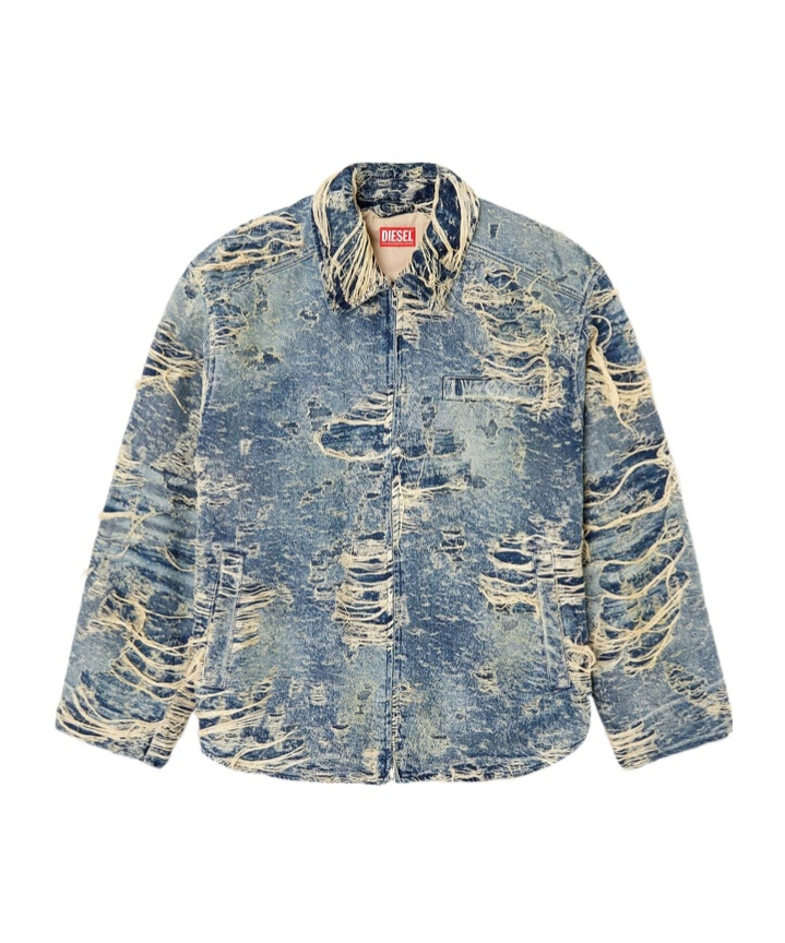 Diesel Jacket In Floating-thread Denim In Gray