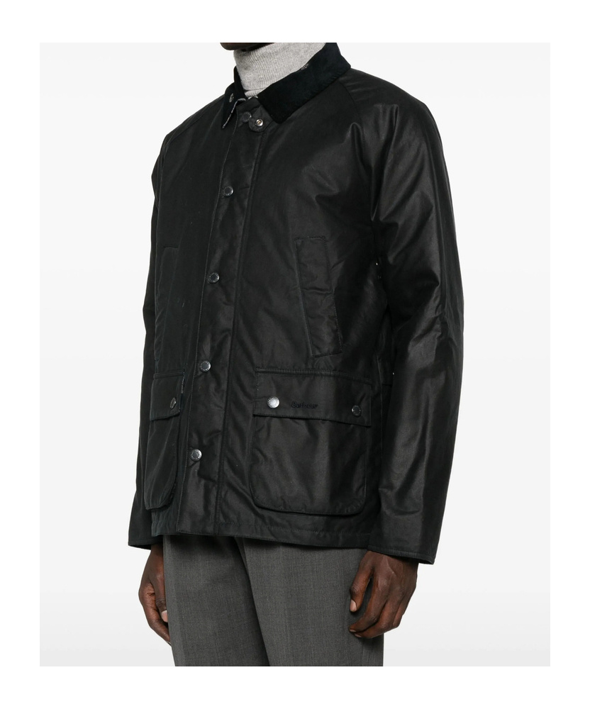 Barbour Corduroy-collar Flap-pocket Jacket In Black