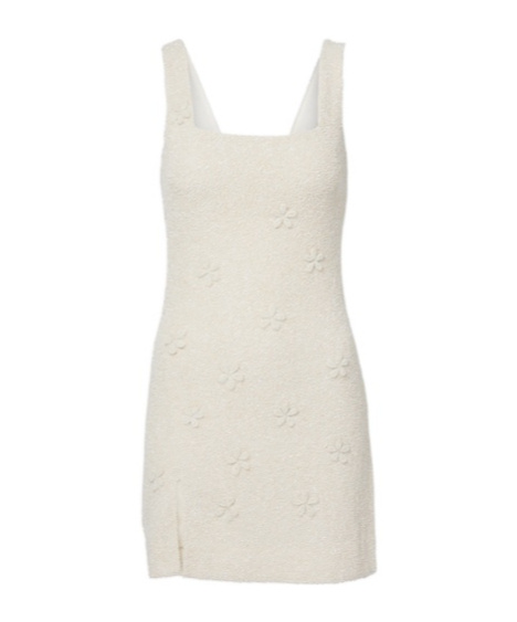 Staud Le Sable Beaded Minidress In White