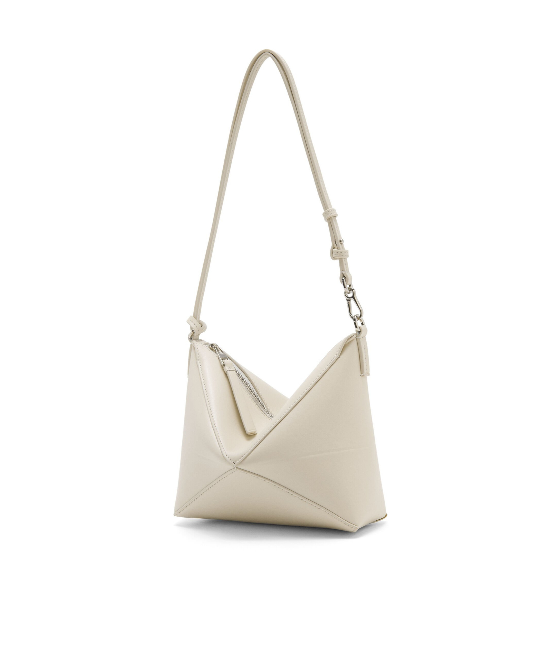 Loewe Puzzle Fold Leather Pouch Shoulder Bag In Nude