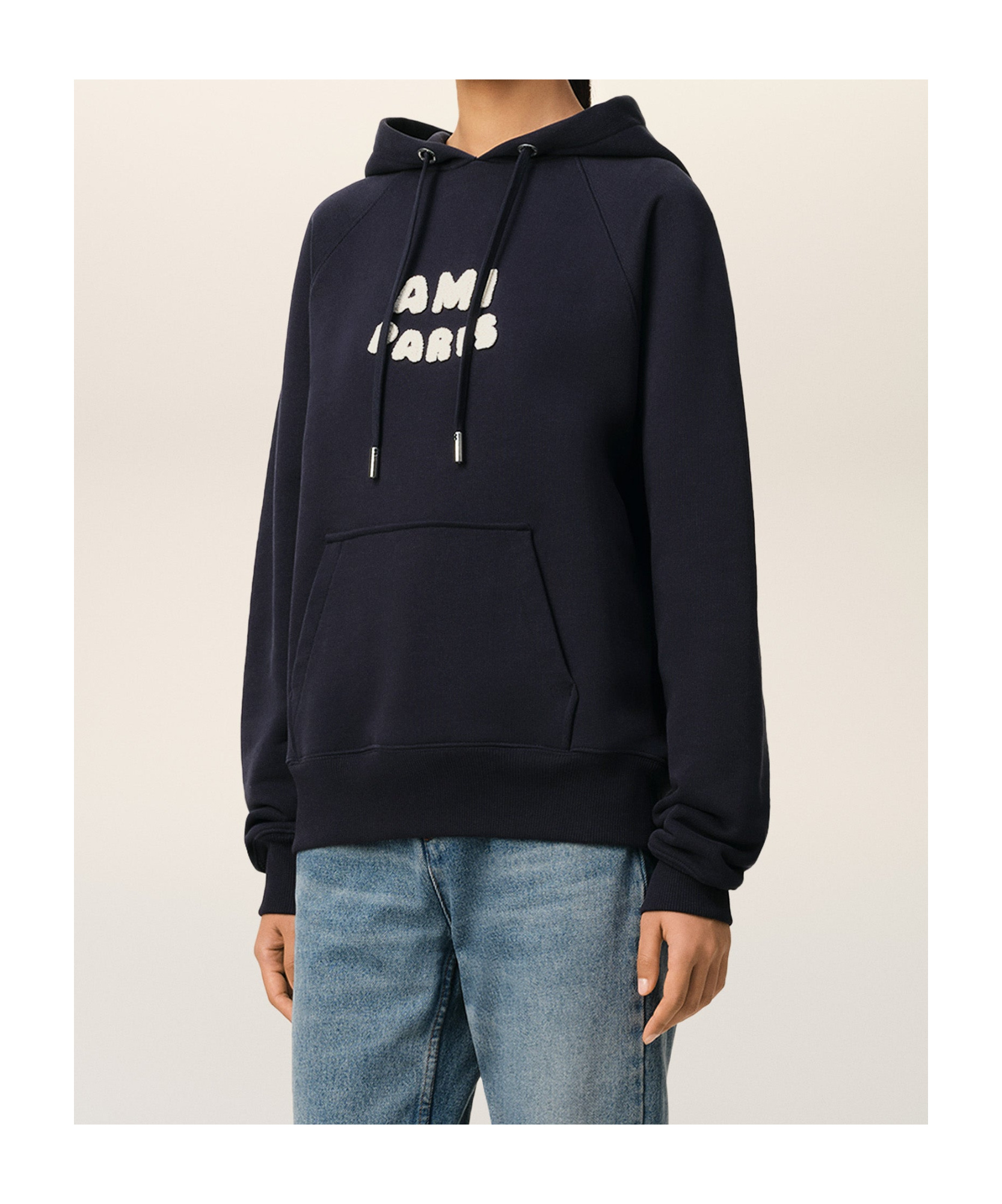 Shop Ami Alexandre Mattiussi Ami Paris Ami De Coeur Logo Embroidered Zip-up Hoodie In Black