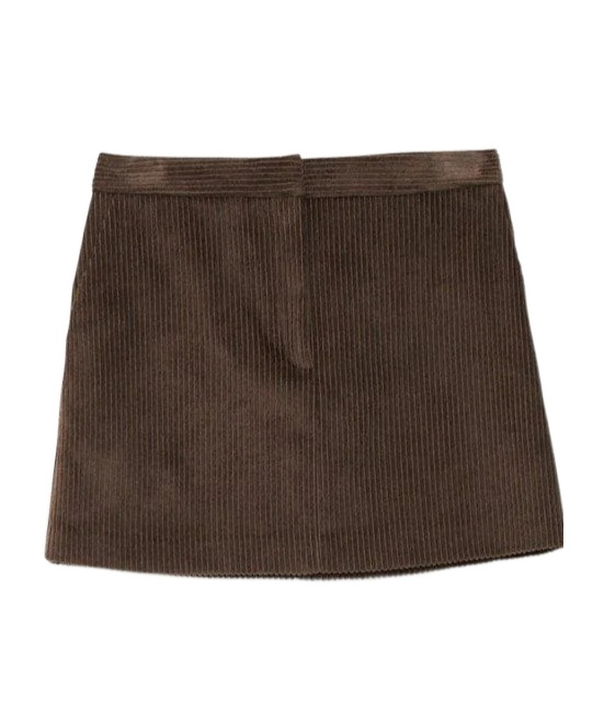 Ottod'ame Wide Ribbed Mini Skirt In Brown