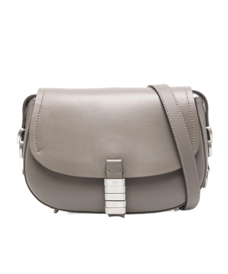 Pinko Leather Cross Body Bag In Gray