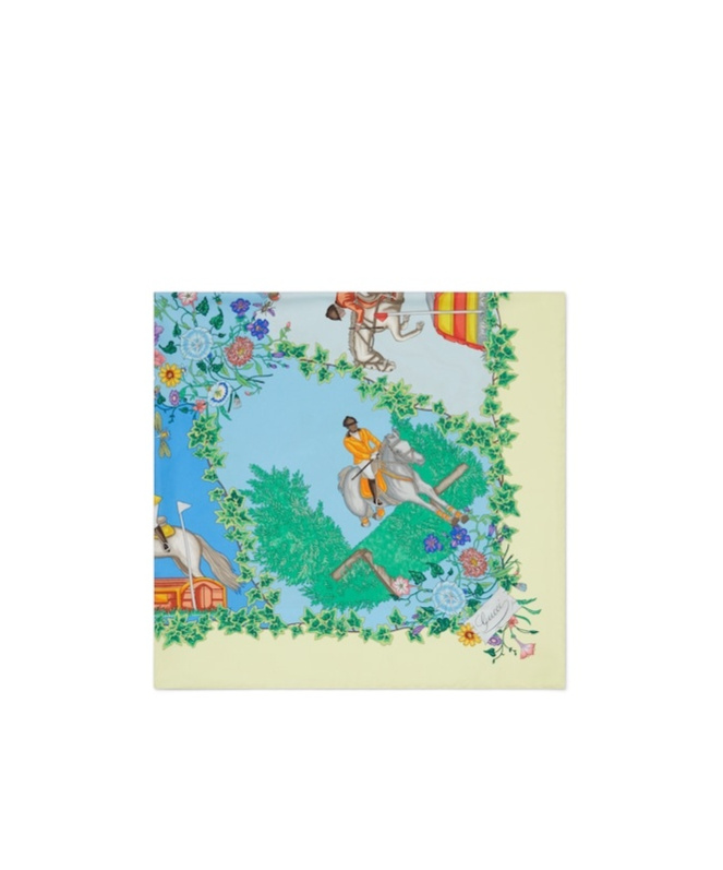 Gucci Flower Silk Square Towel In Green