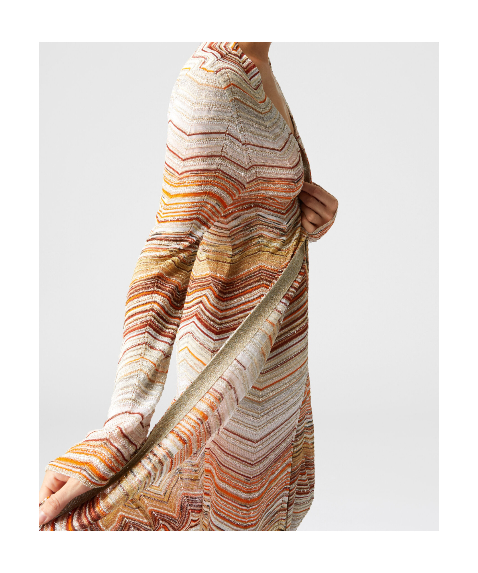 Shop Missoni Chevron-woven Lurex Cardi-coat In Nude