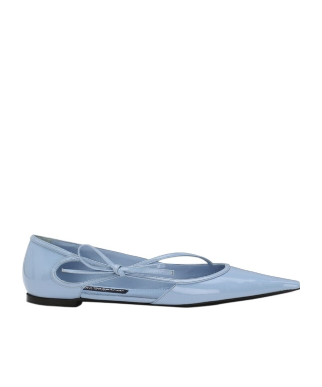 Dolce & Gabbana Mun Polished Leather Ballet Flats In Blue
