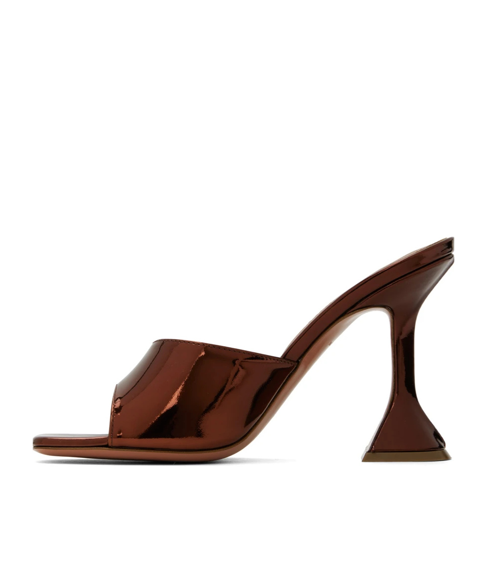 Shop Amina Muaddi Lupita Logo High-heeled Sandals In Brown