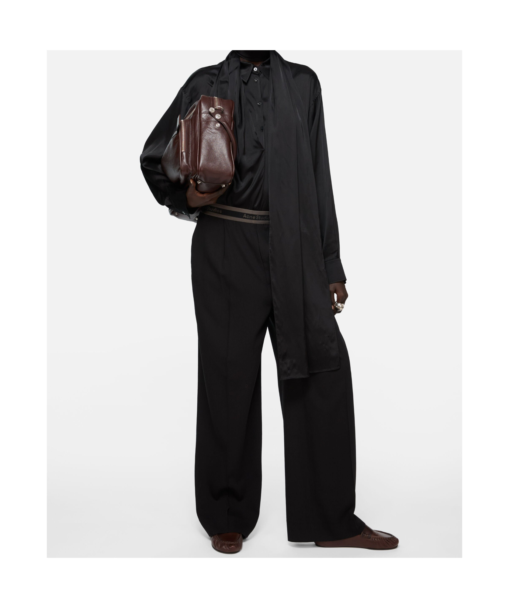Acne Studios Layered Satin Blouse In Black
