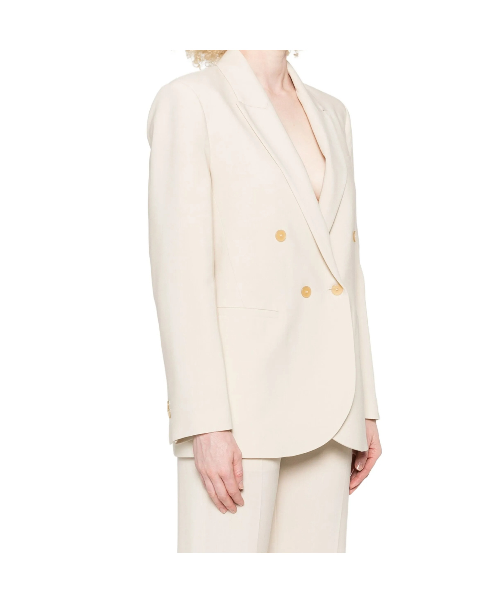 Forte Forte Double-breasted Button Jacket In Neutral