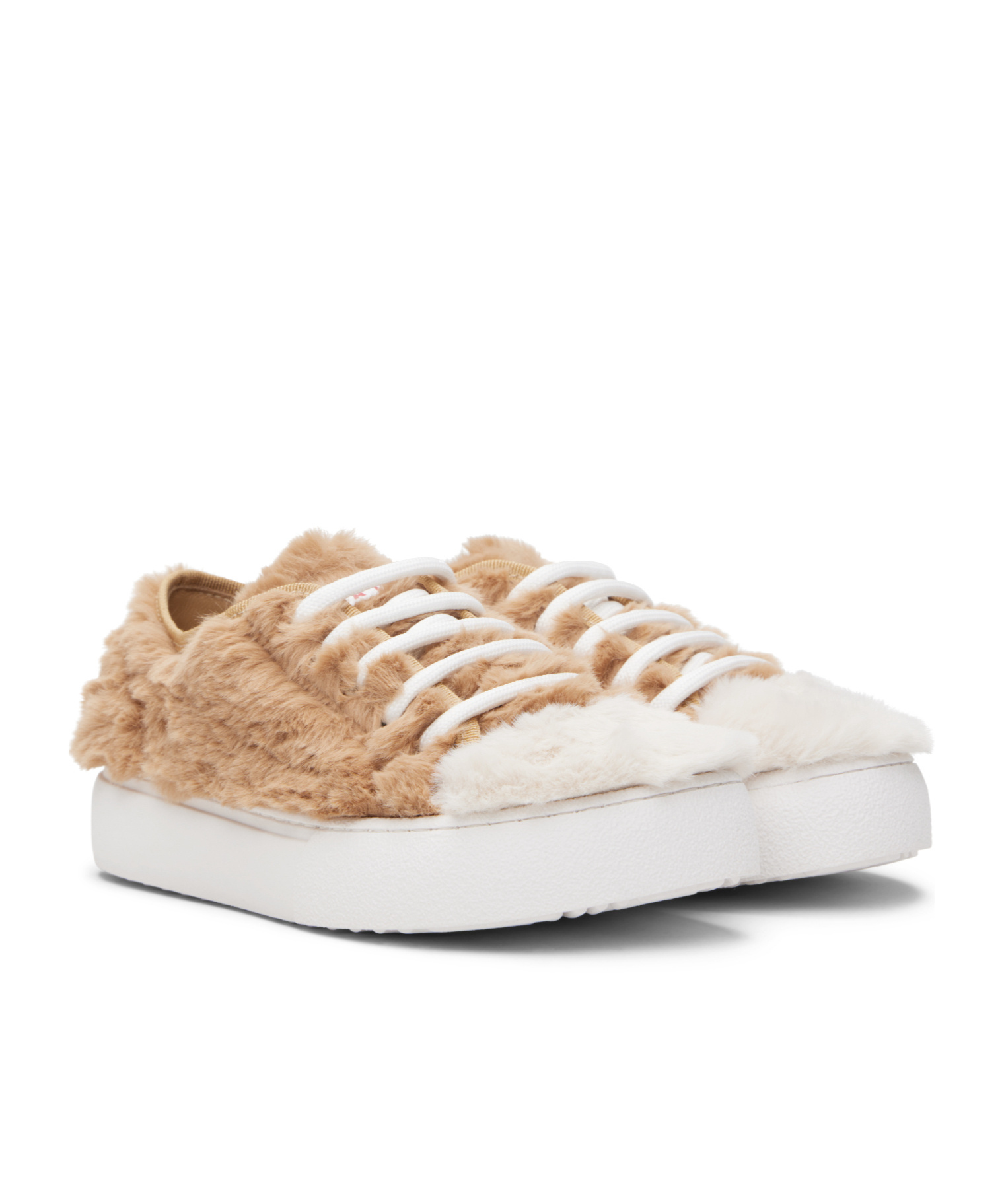 Marni Faux-fur Sneakers In Brown