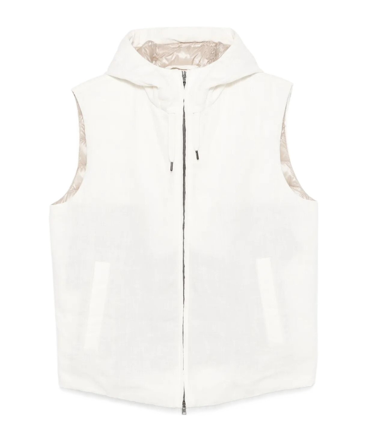 Herno White Padded Vest With Zip Front In White
