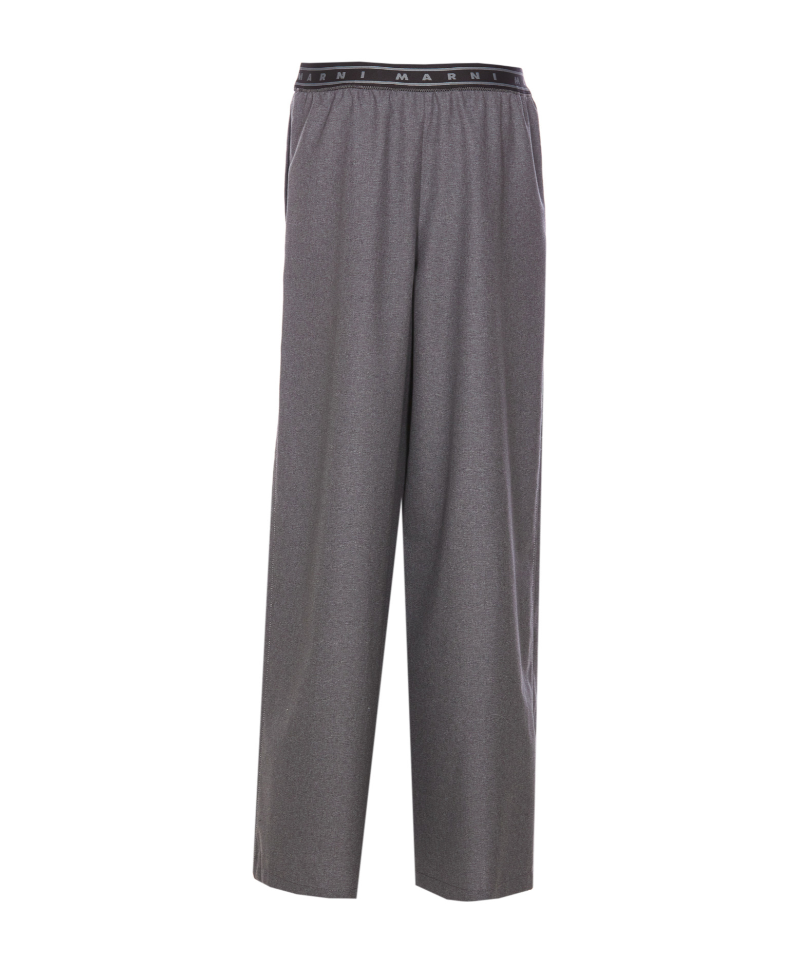 Marni Elastic Waistband Wide Leg Trousers With Side Pockets In Gray