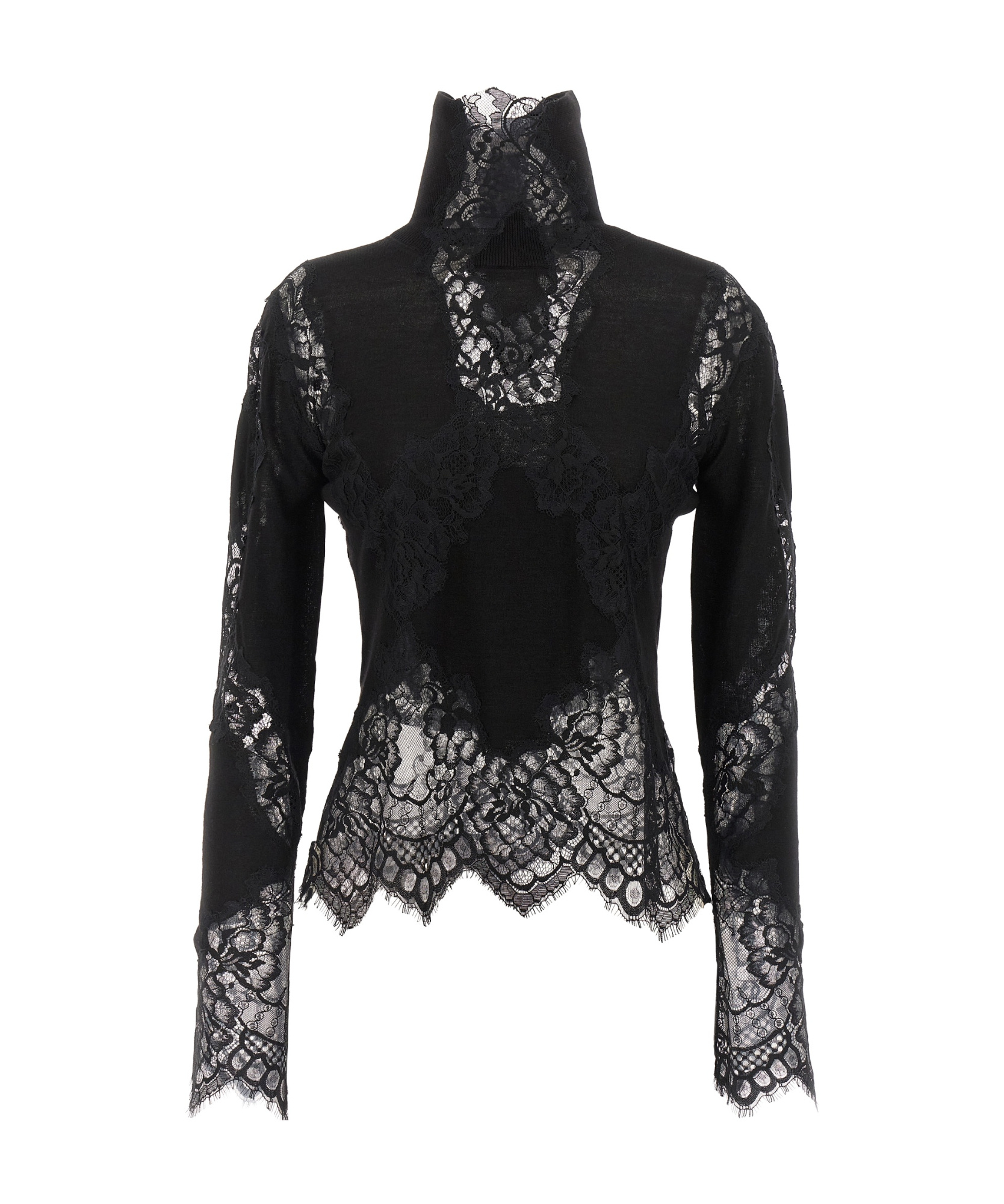 Ermanno Scervino Lace Insert Sweater Sweaters And Cardigans Black In Black