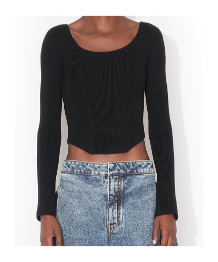 Alaïa Corset Wool Top In Black