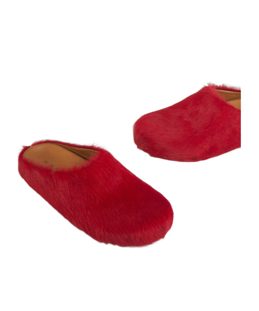 Marni Sabot Brushed Leather Slides In Red