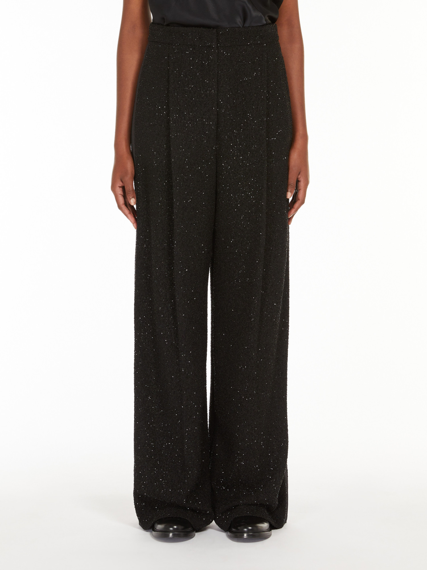 Max Mara Long Black Wool Trousers In Black