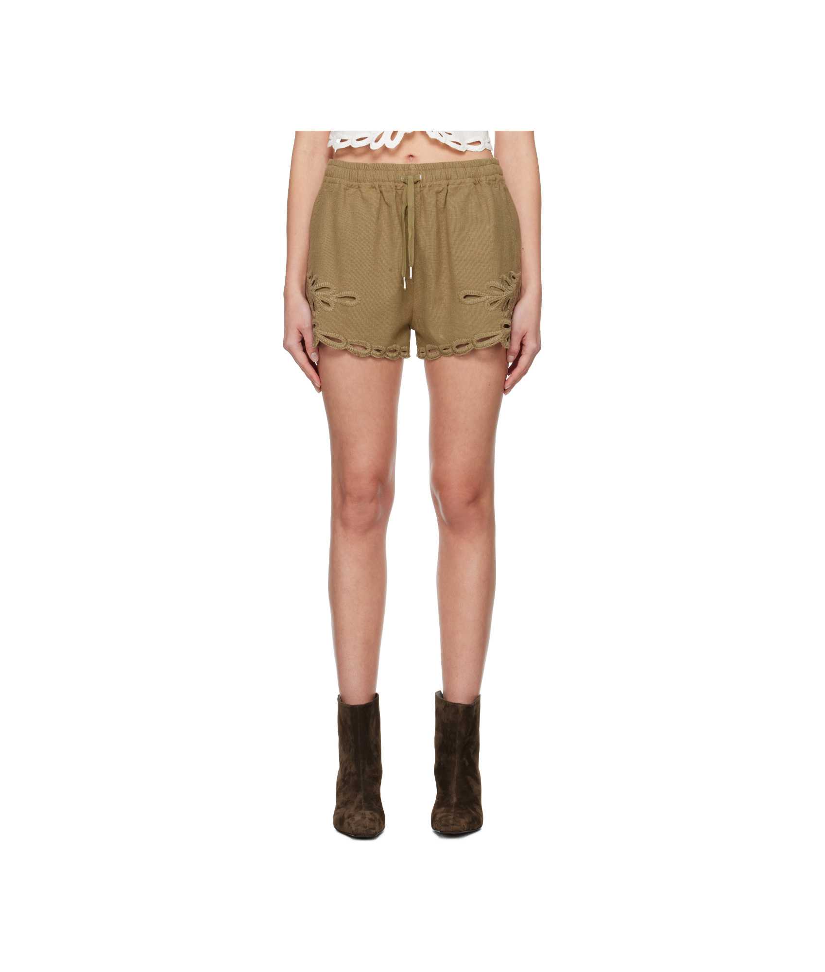 Isabel Marant Étoile Plain-woven Cotton Shorts. In Brown