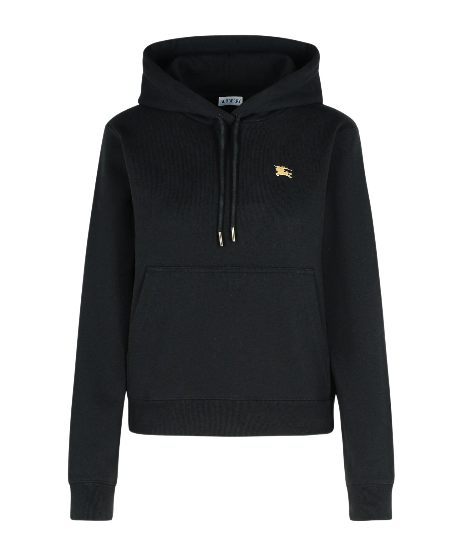 Burberry Cotton Sweatshirt With Drawstring Hood And Front Pocket In Black