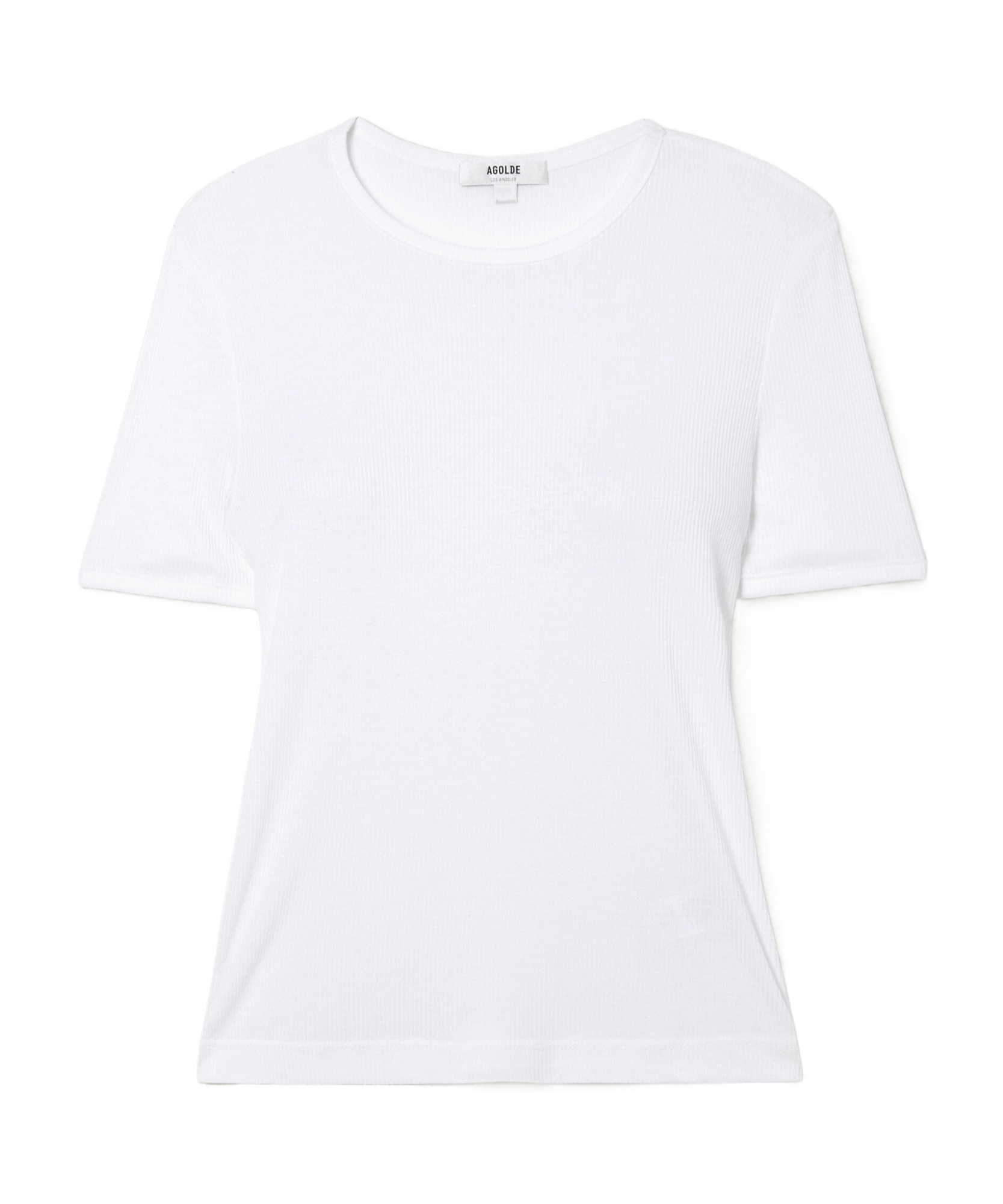 Agolde Abbie Ribbed Stretch Plain Fabric T-shirt In White