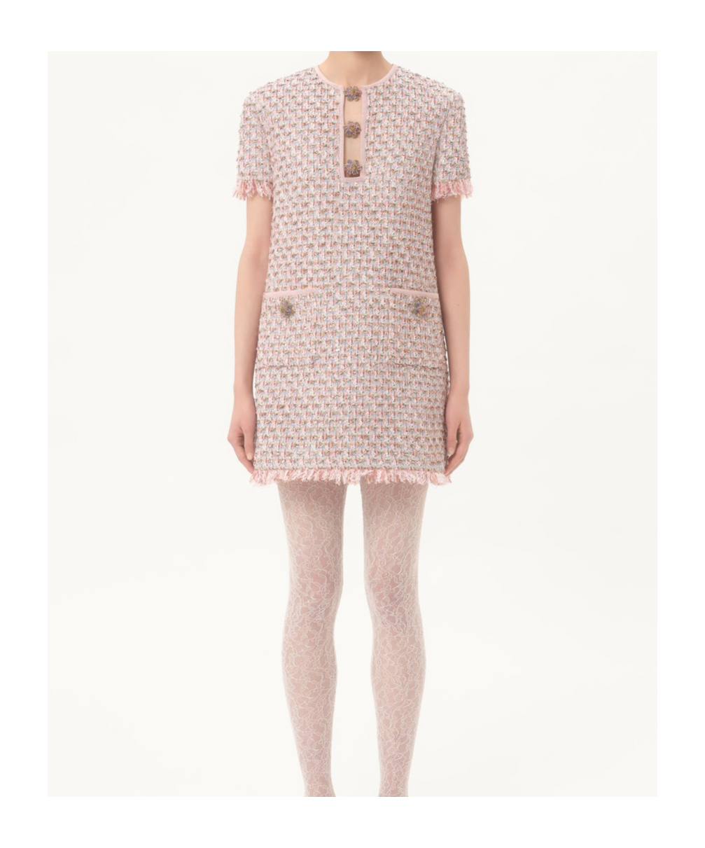Valentino Womens Multicolor. Embellished Short-sleeves Woven Mini Dress