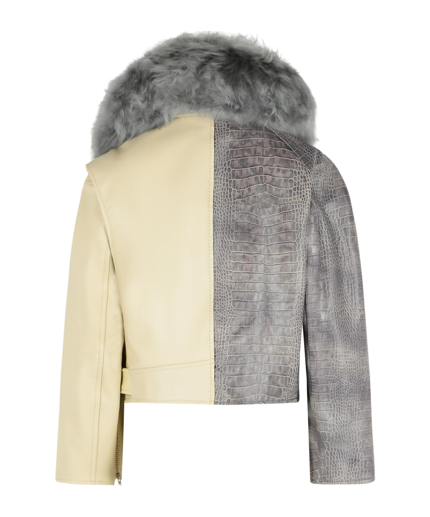 Marni Asymmetric Crocodile Texture Jacket Belt In Gray