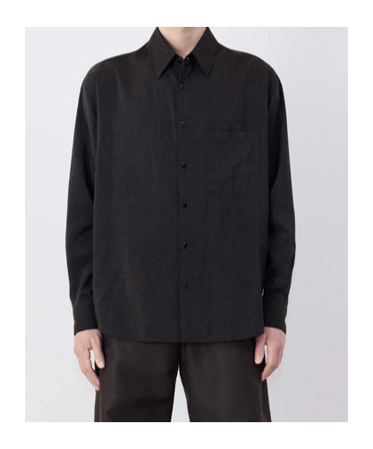 Lemaire Button-up Long-sleeve Shirt In Black
