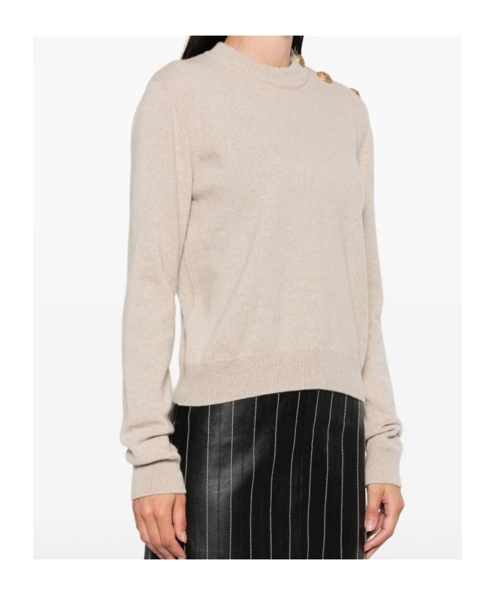 Balmain Eco-cashmere Button Sweater Sweaters And Cardigans Beige In White