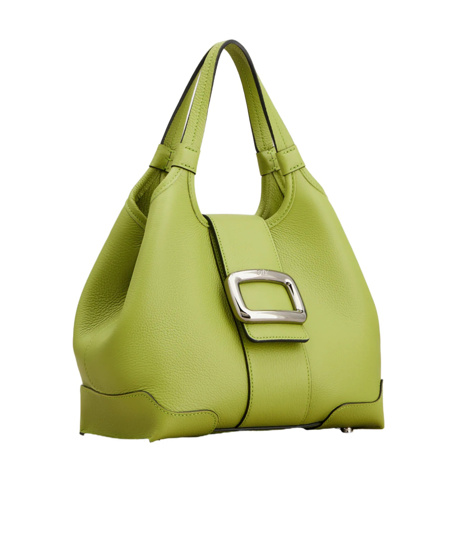Roger Vivier Viv' Choc Mini Shopping Bag In Leather In Green