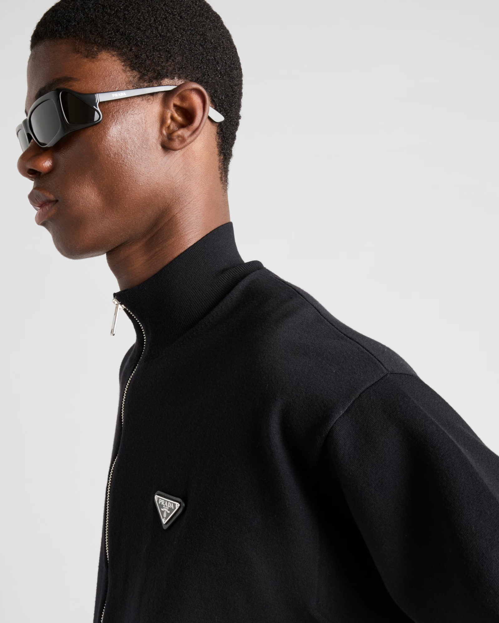 Prada Technical Cotton Blouson Jacket In Black