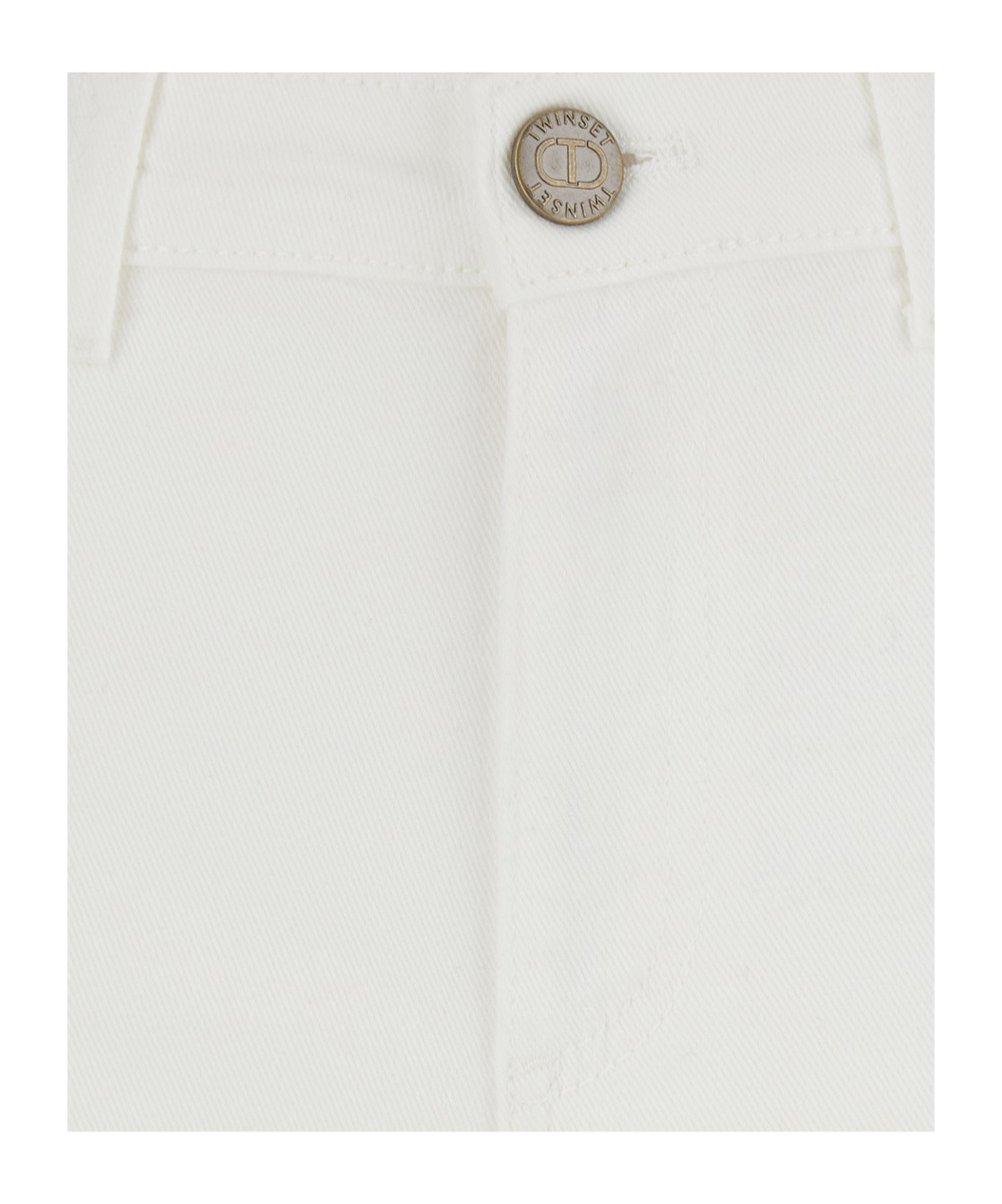 Twinset White Pants With Wide Leg And Logo Patch On The Rear In Cotton Woman In White