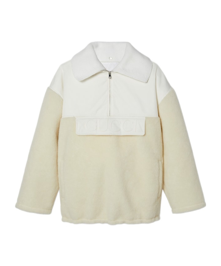 Gucci Wool Fleece Zip Jacket In White