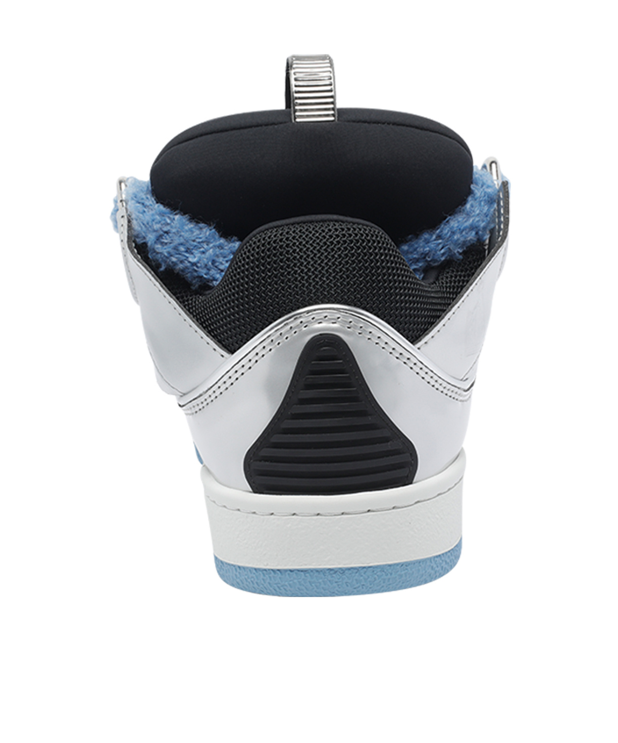 Lanvin Curb Metallic Leather Sneakers With Mesh Laces Shoes In White