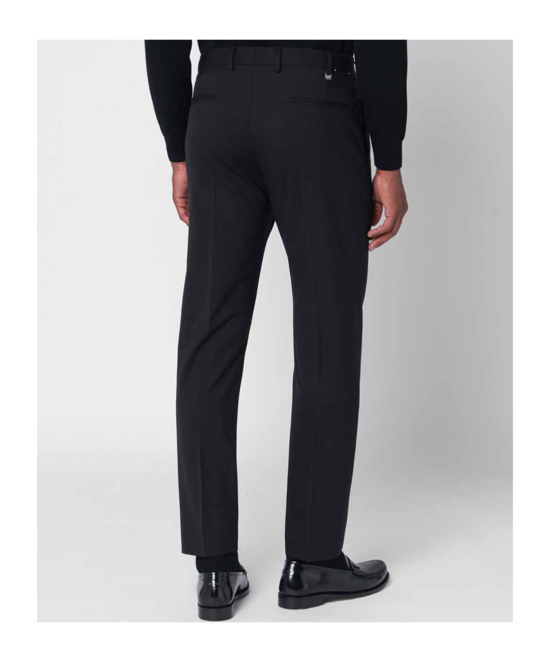 Pt Torino Black Stretch Wool Pant In Black