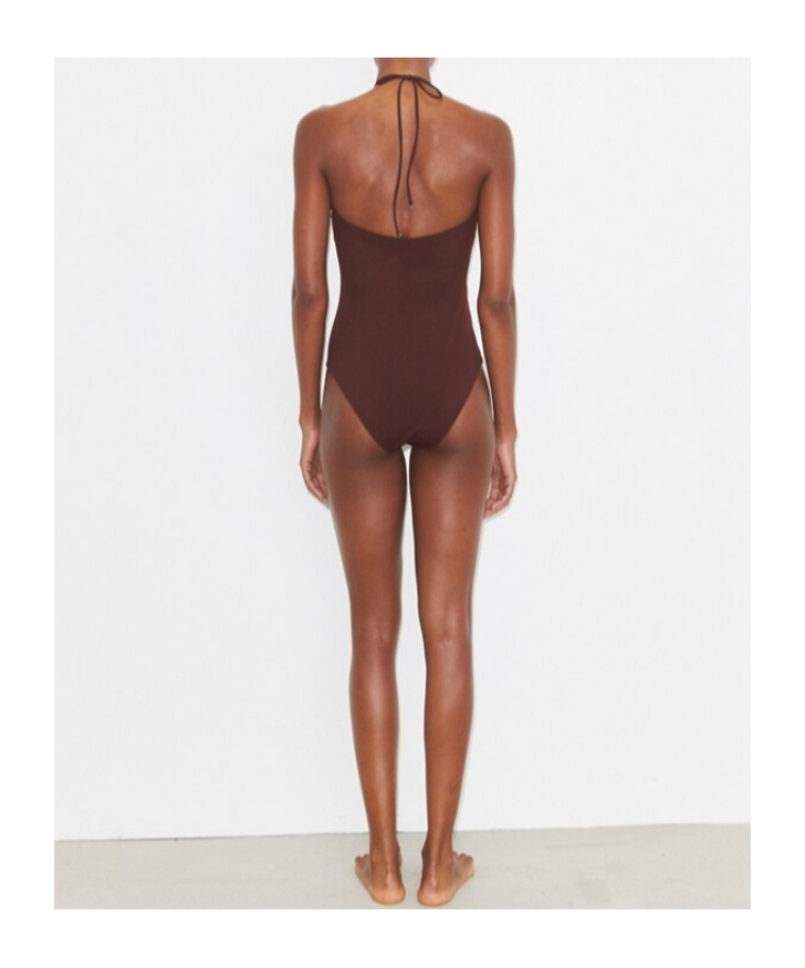 Tory Burch Halter Swimsuit In Burgundy