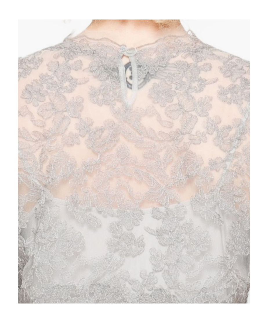 Ermanno Scervino Grey Lace-trimmed Short-sleeved T-shirt In Gray