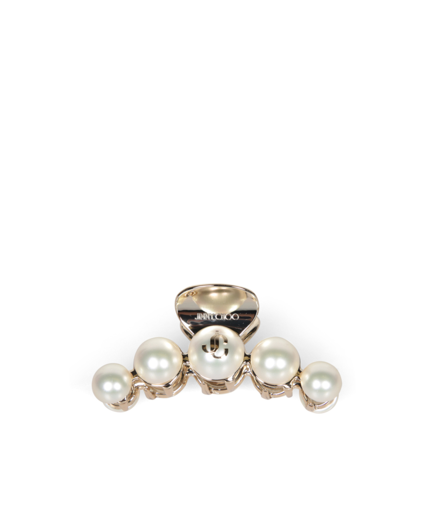 Jimmy Choo Elegant Hair Clip White Pearls In Gold