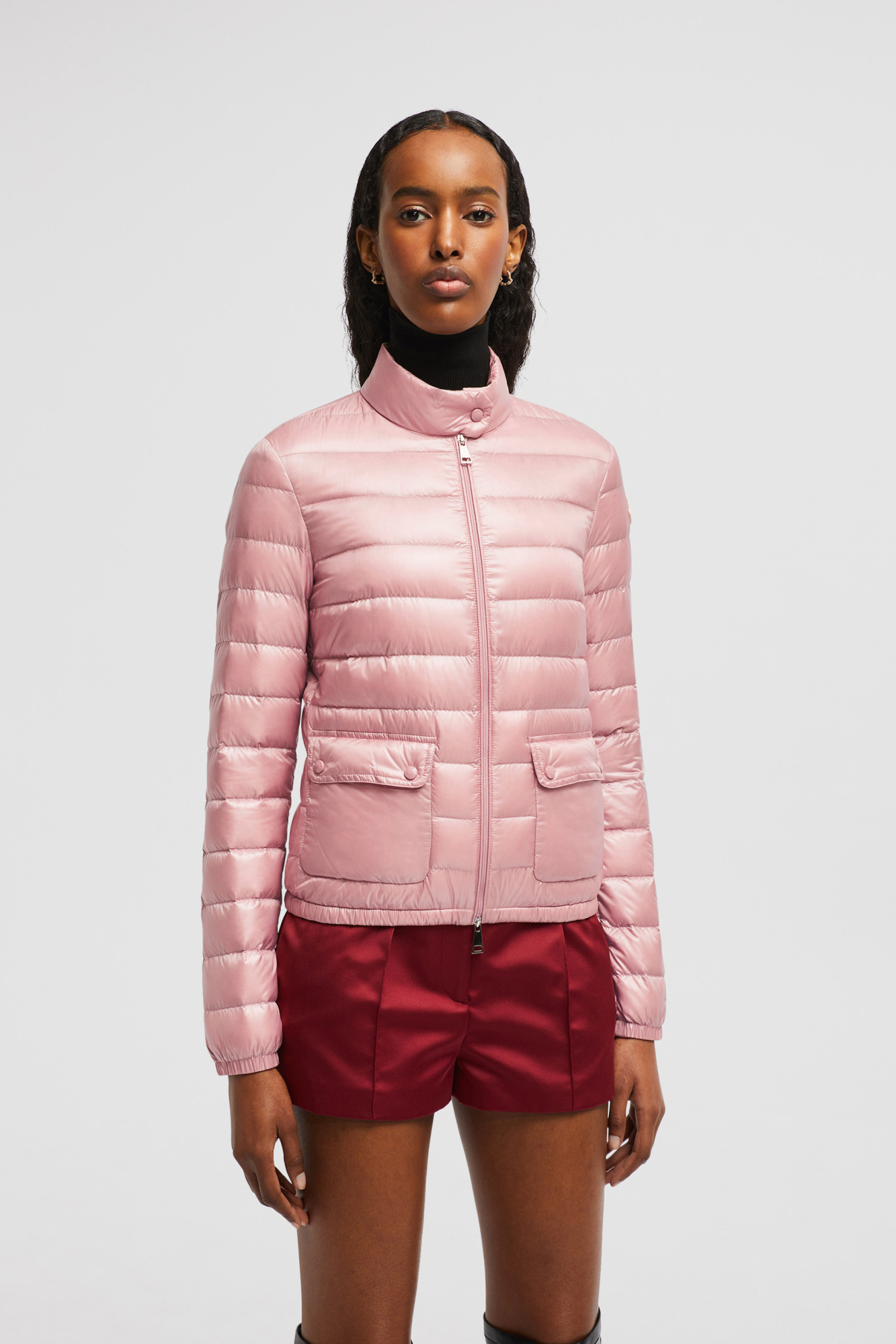Moncler Lans Short Down Jacket In Pink