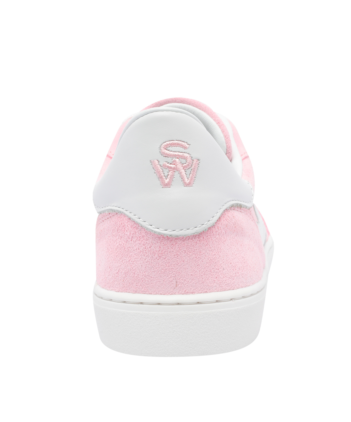 Stuart Weitzman Round Toe Suede Sneakers With Contrast Heel In White