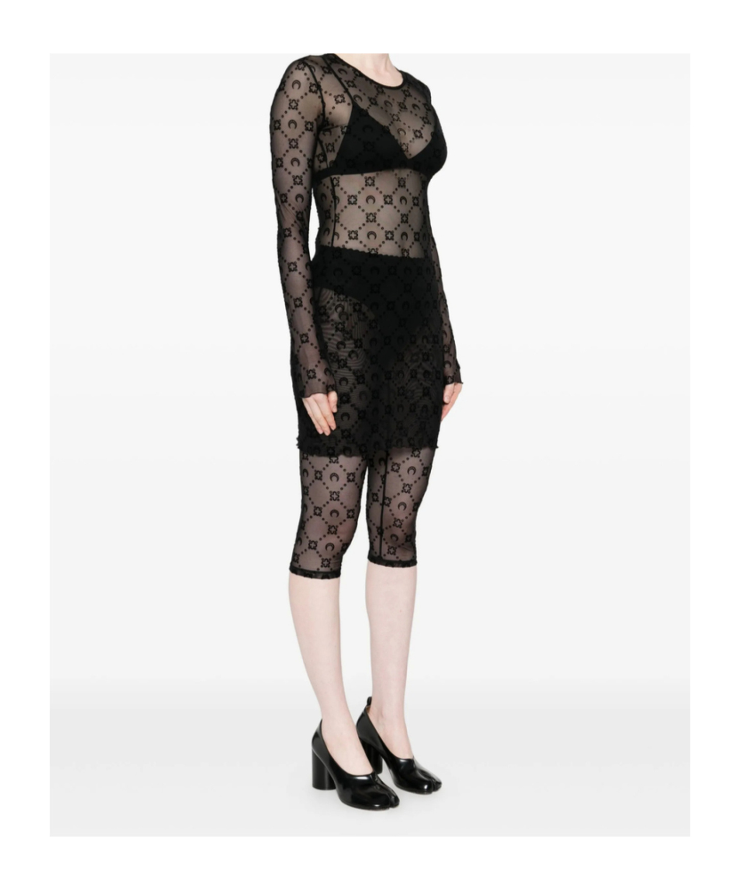 Marine Serre Long-sleeved Dress In Black