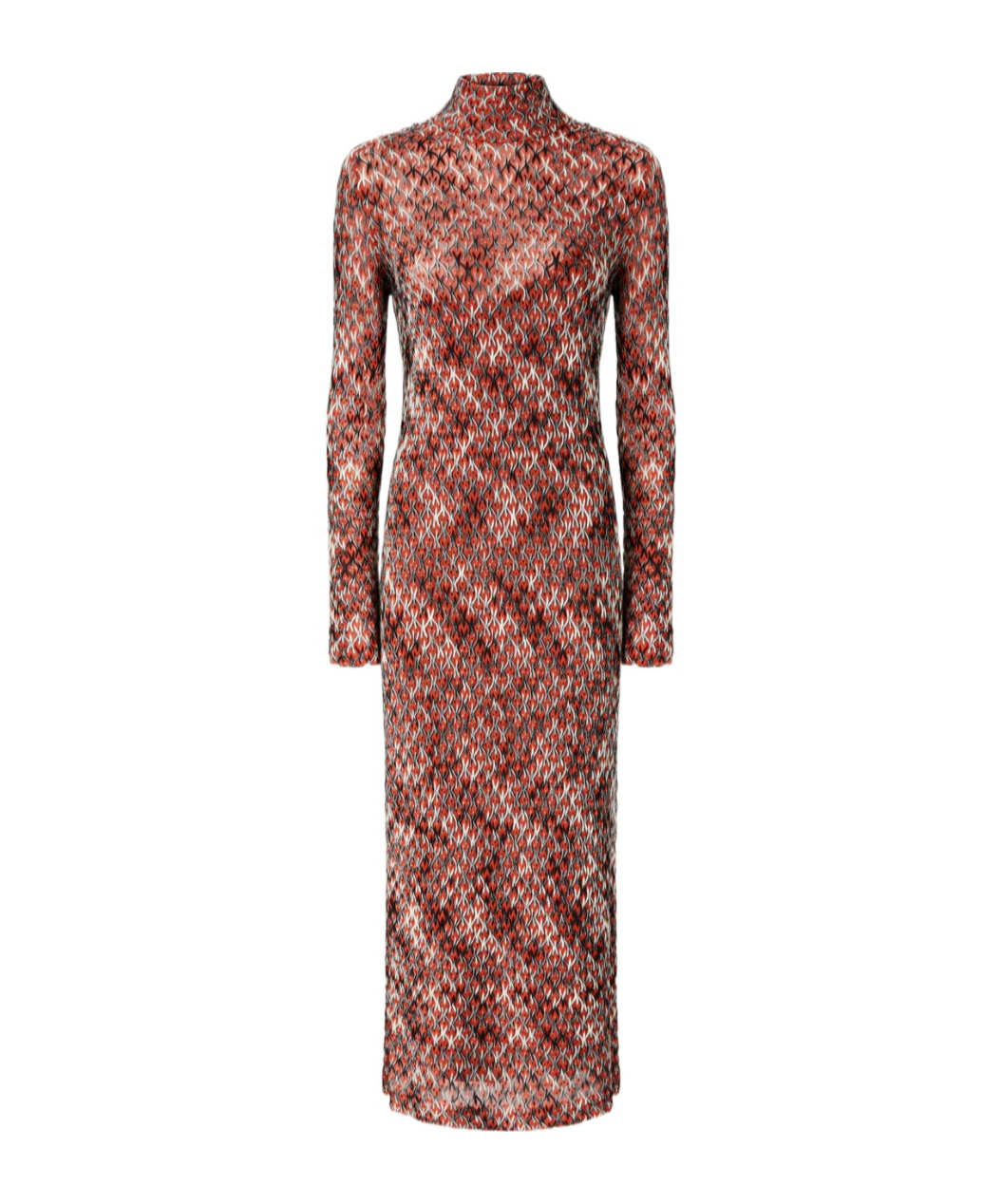 Missoni Long-sleeve Patterned Midi Dress In Red