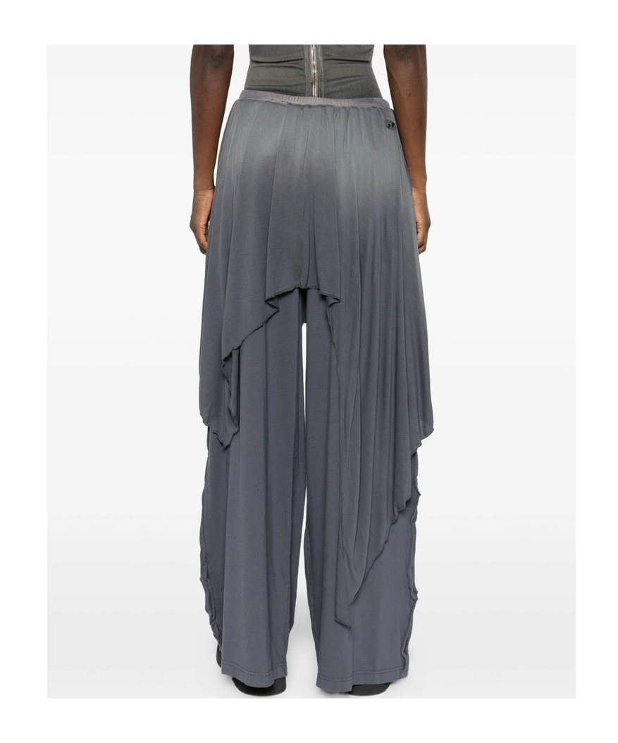 Diesel Logo-detail Ruffled Trousers In Gray