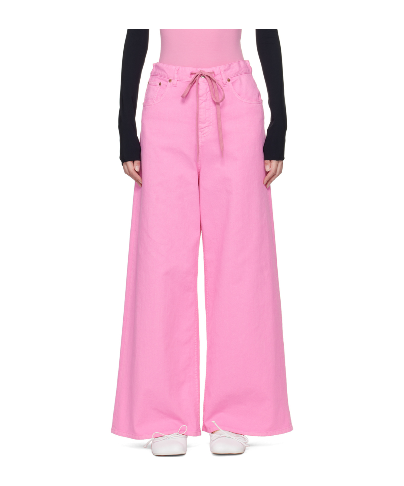 Mm6 Maison Margiela Pink Drawstring Jeans In Pink