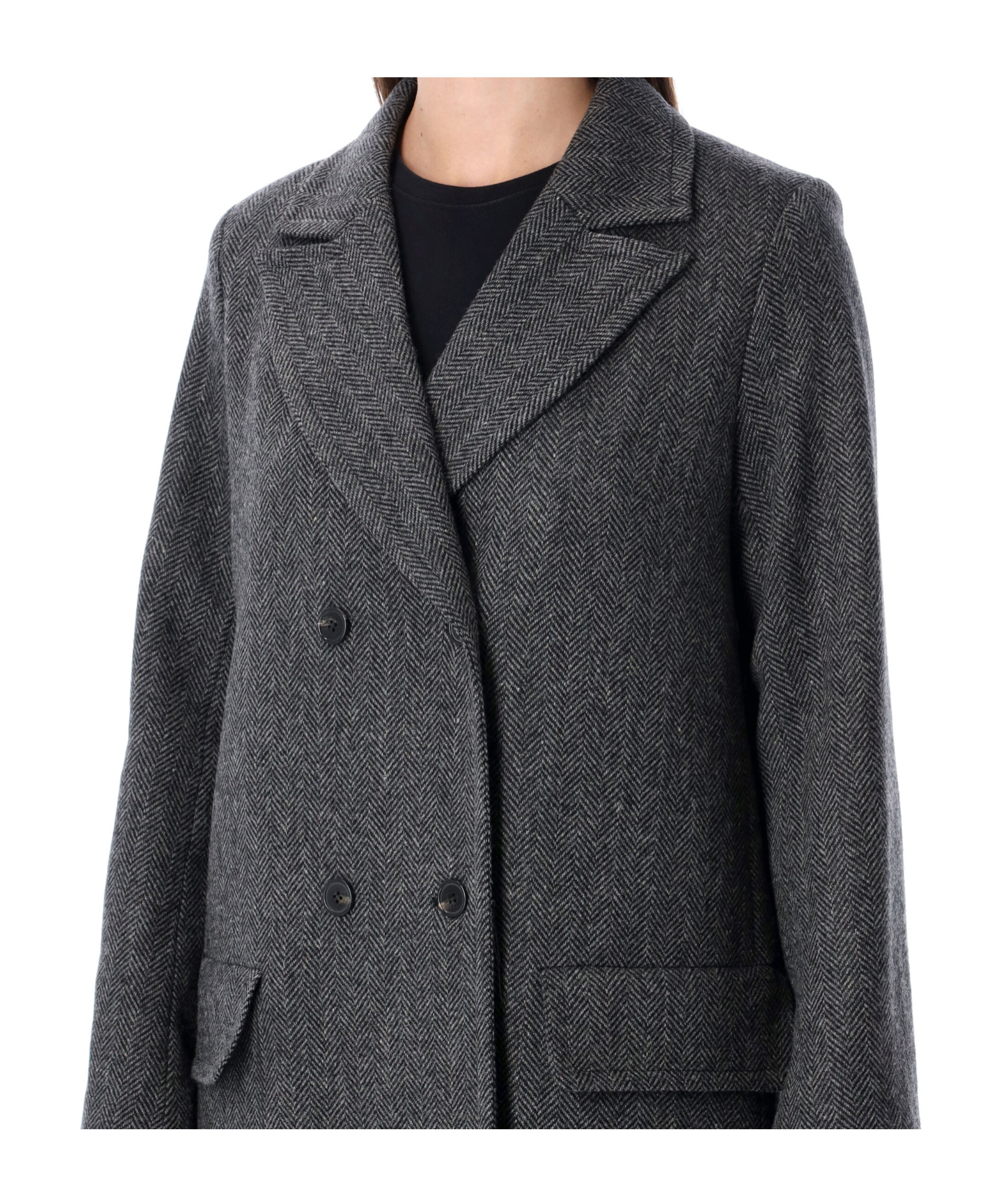 Apc A.p.c. Ginny Wool Double-breasted Coat In Black