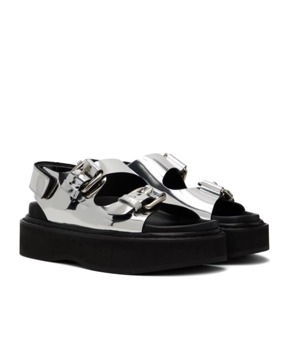 Simone Rocha Faux Pearl Detail Flat Sandals In Black