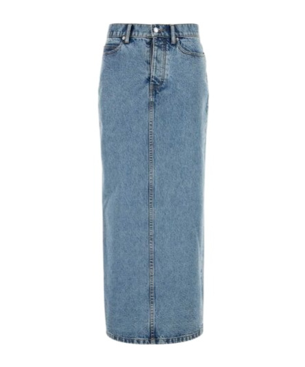 Alexander Wang Embellished Denim Skirt With Pockets And Stitching In Blue